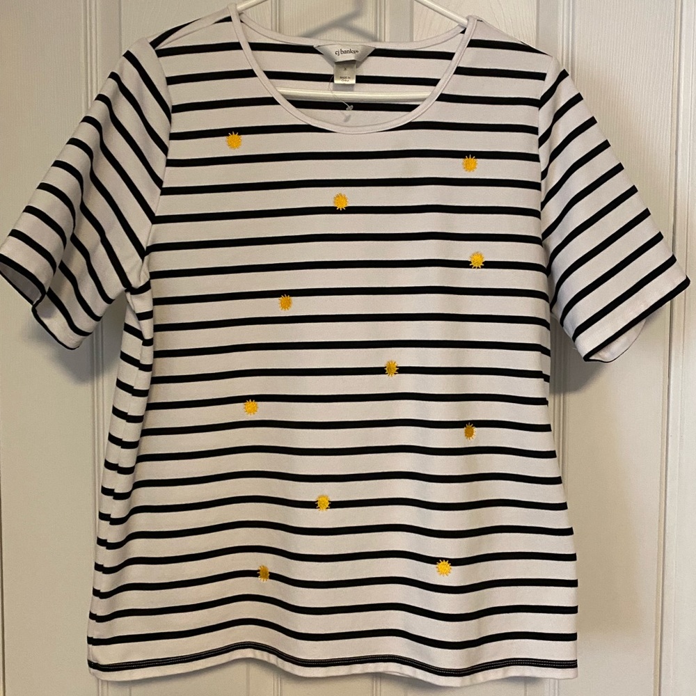 Cj Banks Woman’s Embroidered Striped Tee